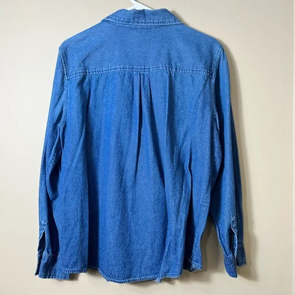 Vintage Blue Denim Cotton Button-Up Shirt Size XL Western‎ Equestrian Cowgirl - Picture 2 of 9
